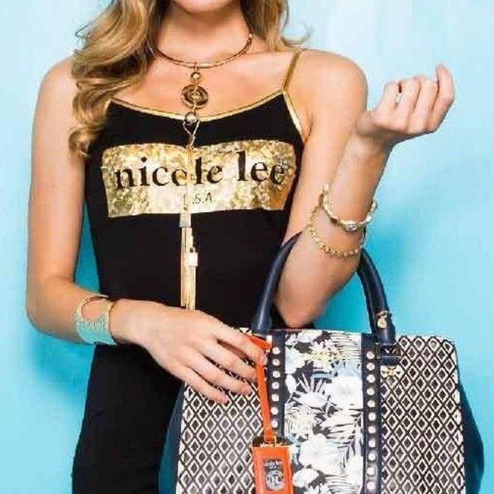 Nicole Lee Multicolor Dream Flower Print Tote Bag